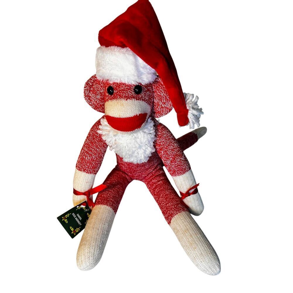 Ozark Mountain Kids Christmas Red Sock Monkey Plush Toy New With Tags